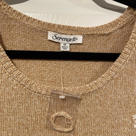 NWT Serengeti Size 1X Tan White Embroidered Snowflake Pine Tree Knit Tunic - Picture 10 of 12